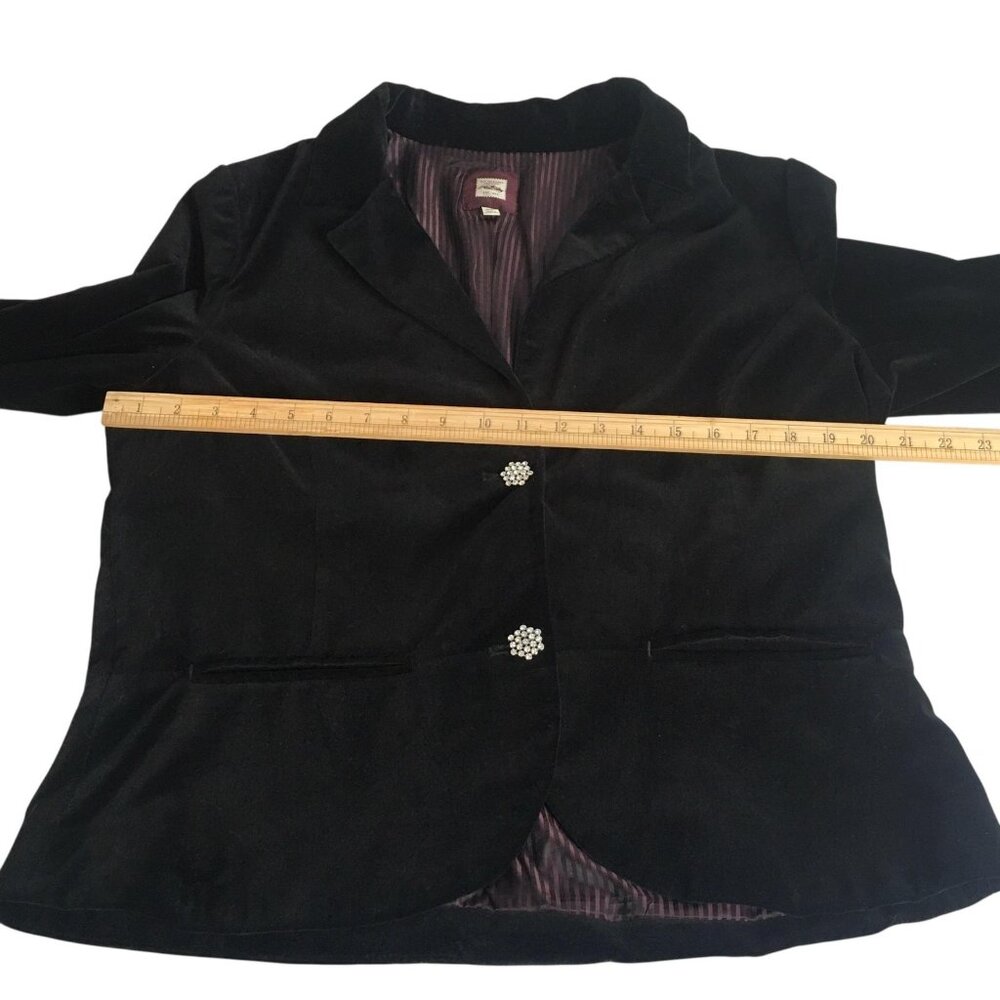 Black Velvet Blazer Rhinestone Buttons Jacket Womens XL - Picture 15 of 16
